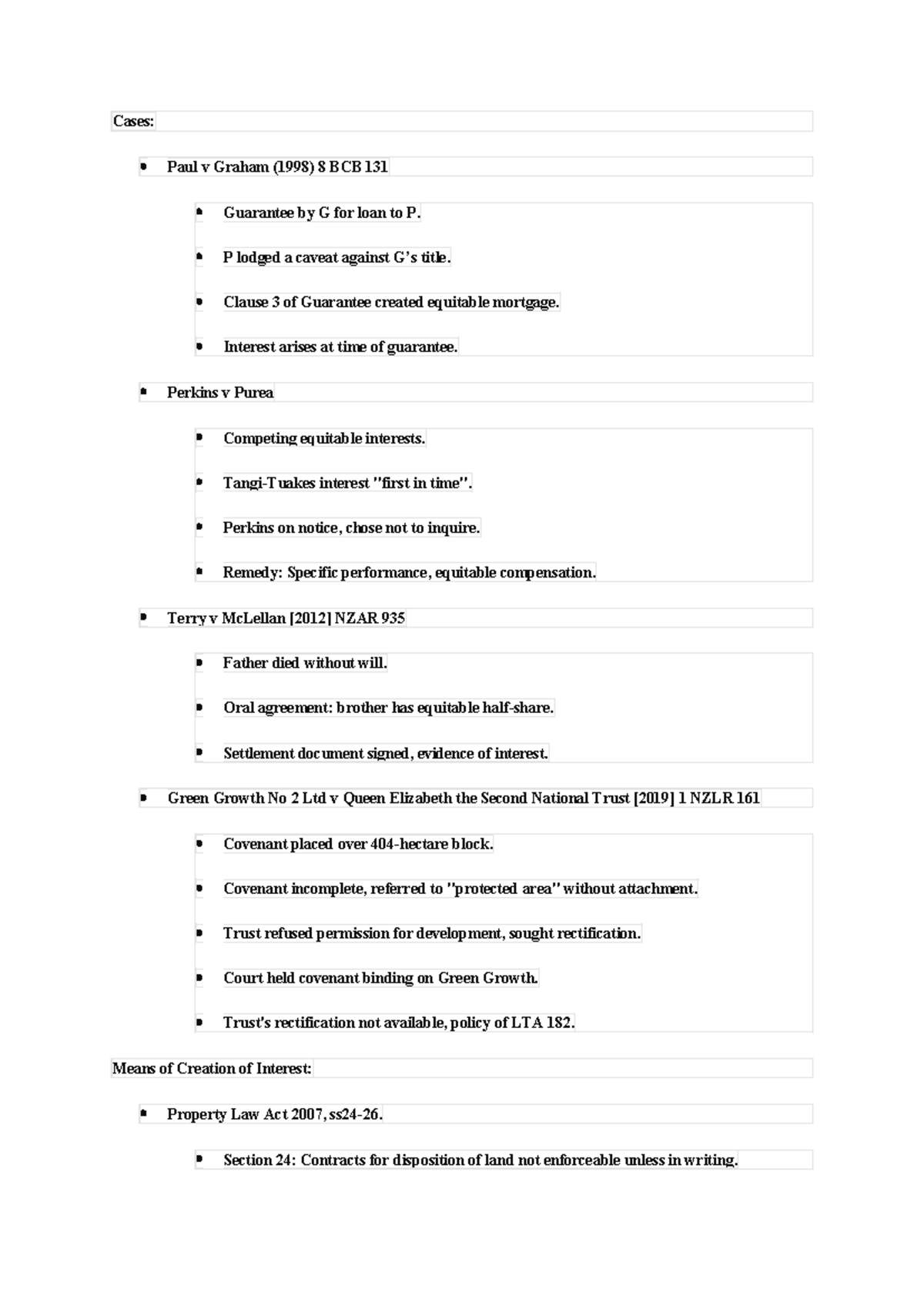 Cases in LAND LAW: Week 1 Notes on Key Legal Principles - Studocu