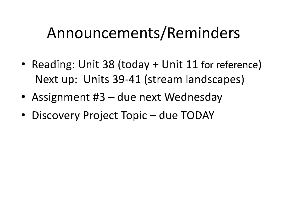 Lecture 17: Fluvial Landscapes & Landforms - Stream Erosion Factors ...