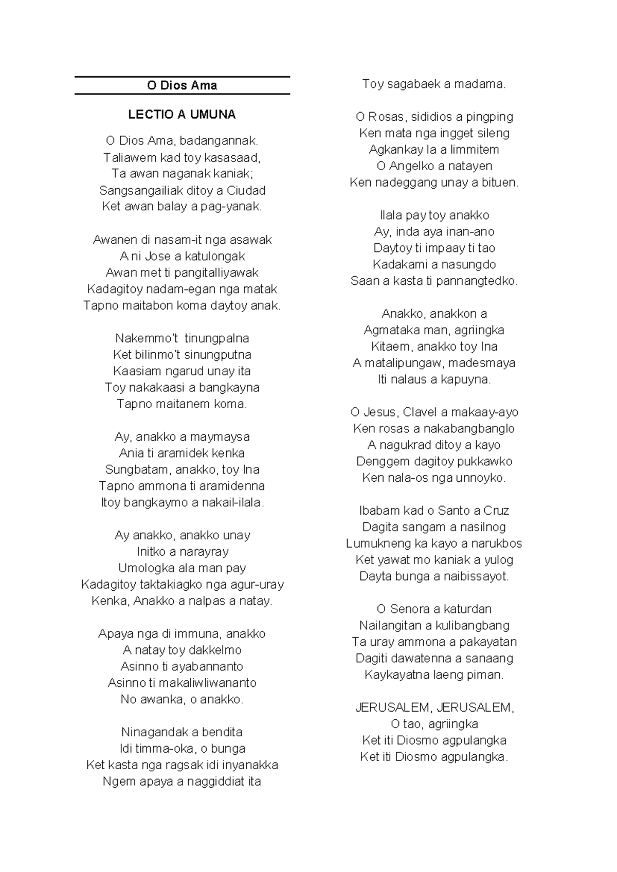 Leccio - Sample of Ilocano Literature and Song Analysis - Studocu