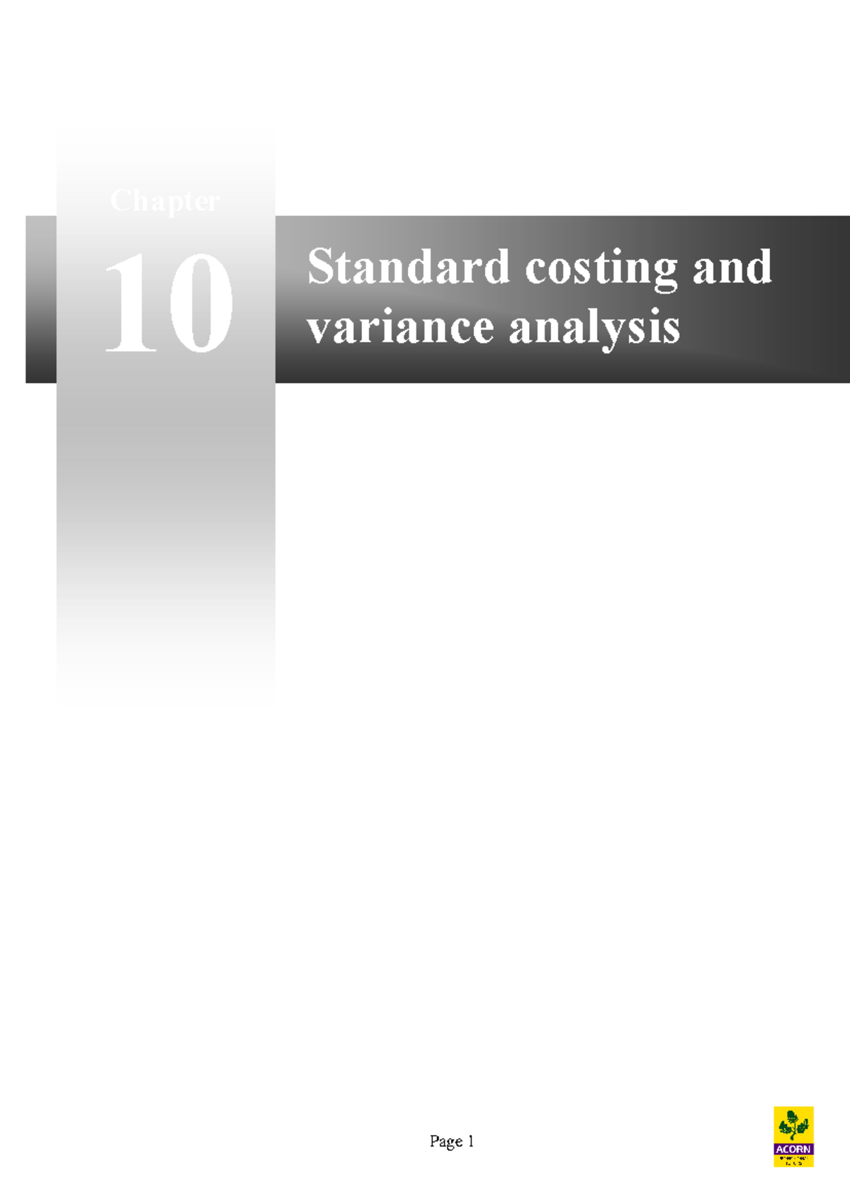 BA2 Chapter 10 - Standard Costing & Variance Analysis Insights - Studocu