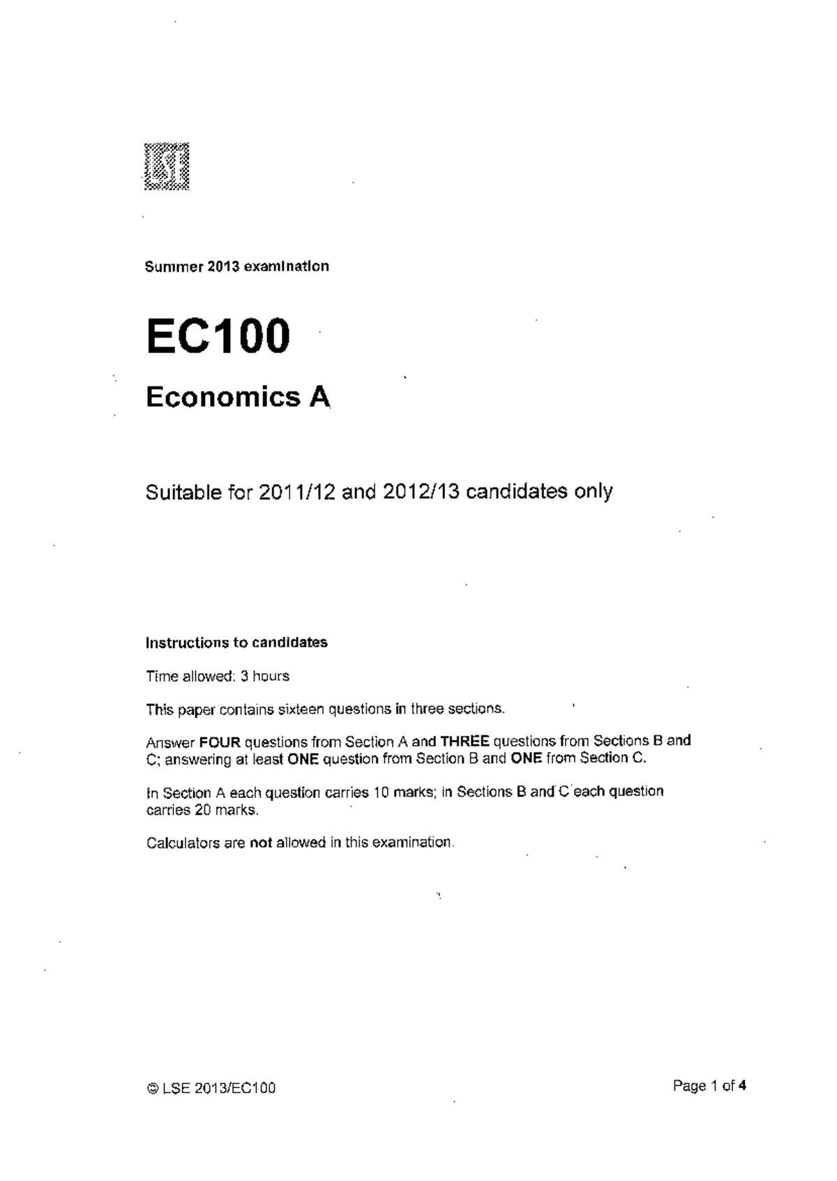 EC100-6 - Past exam papers - EC100 - Studocu
