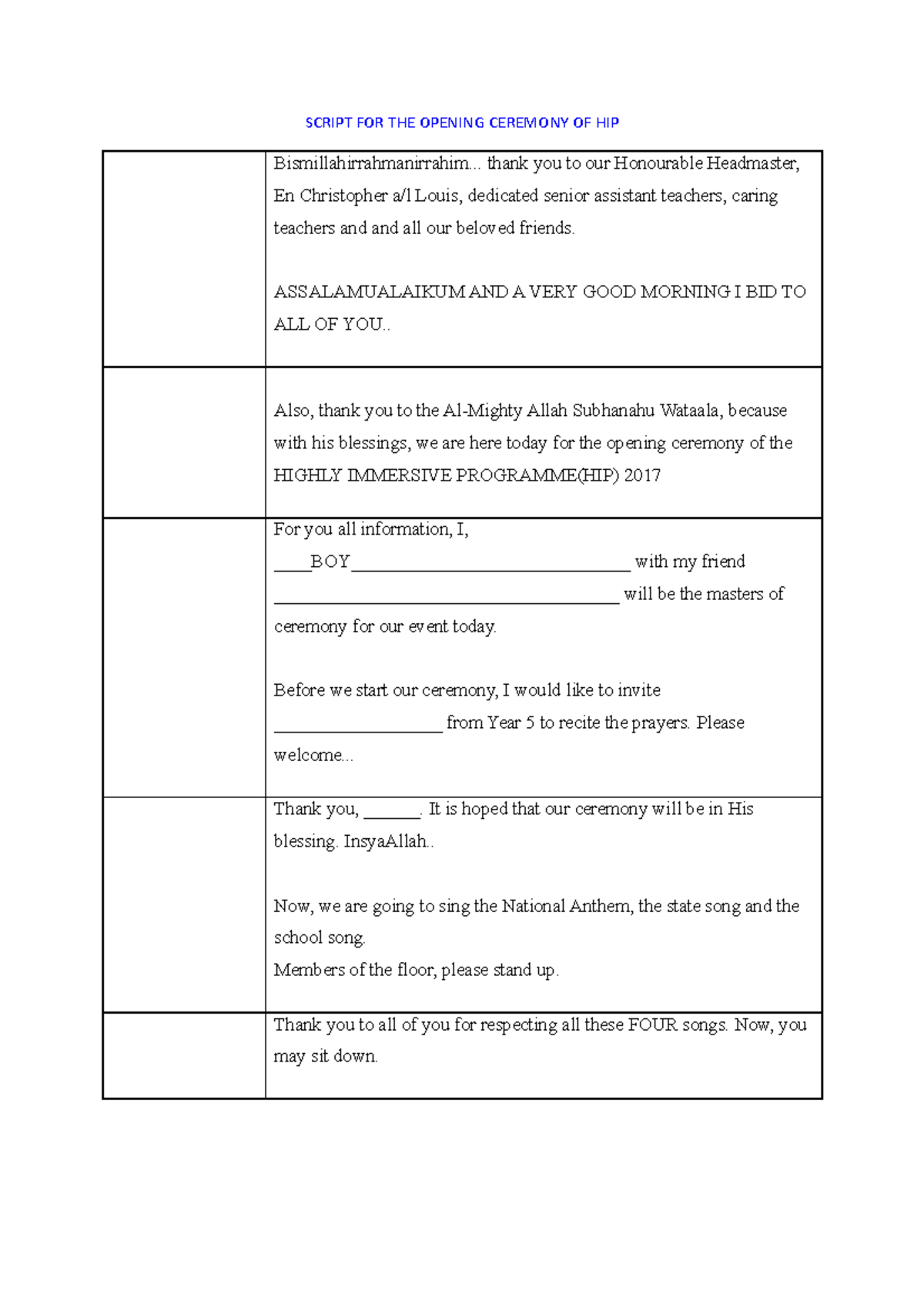 359058477-English-week-speech - SCRIPT FOR THE OPENING CEREMONY OF HIP ...
