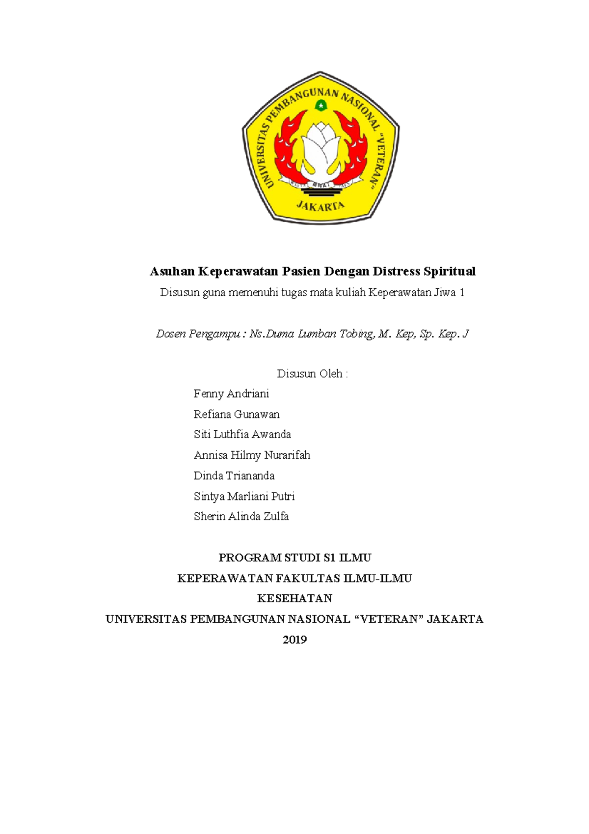 Asuhan Keperawatan Spiritual pada Pasien Distress Jiwa - KEPJ 1 - Document Preview