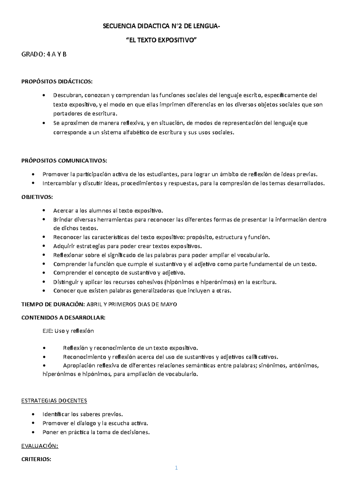 SECUENCIA DIDÁCTICA N° 2: TEXTO EXPOSITIVO PARA GRADO 4 A Y B - Studocu