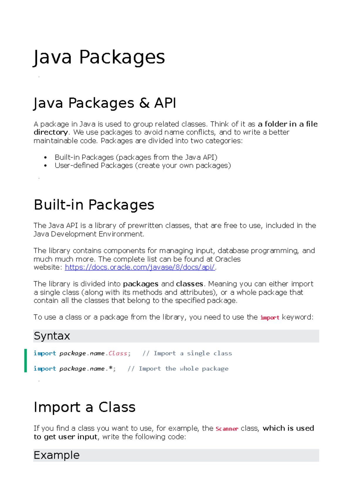 Java Packages Overview - Java Interface Guide - Studocu