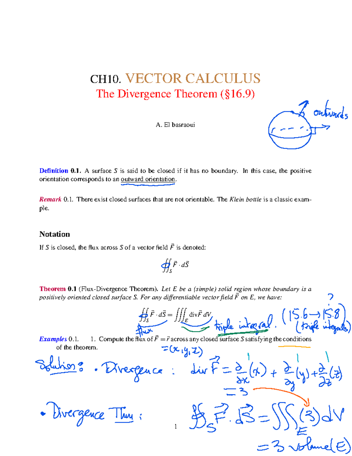 CH10. VECTOR CALCULUS: The Divergence Theorem Explained - Studocu