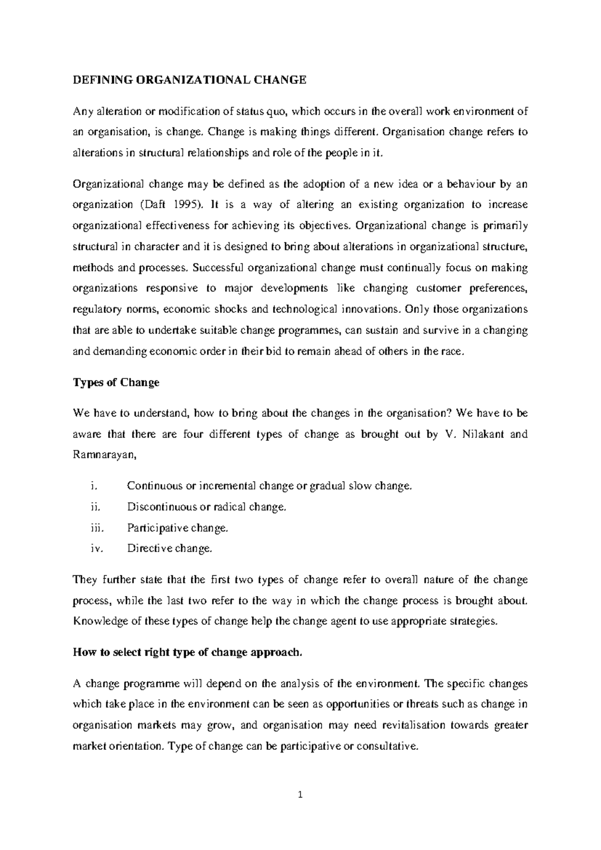 Chapter 1: Understanding Organizational Change and Its Types - Studocu