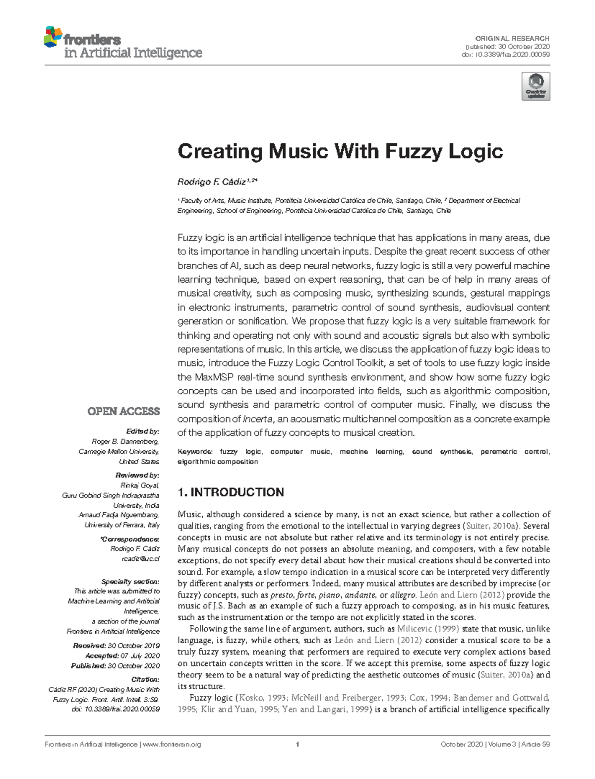Creating Music with Fuzzy Logic: Insights and Applications (FRAI-03 ...