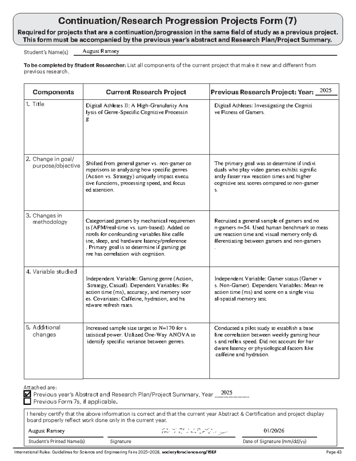 Progression Projects Form (7): 2025 Research Changes by August Ramsey ...