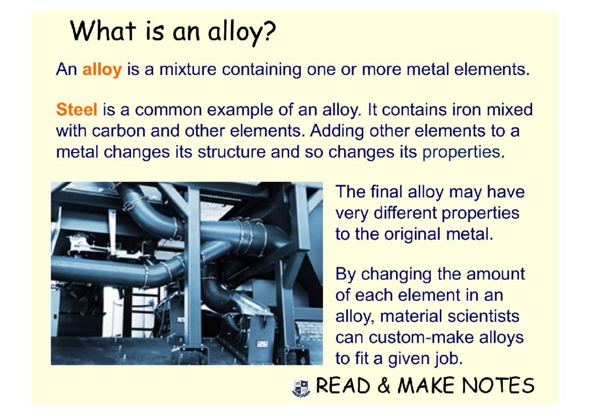 Notes on Alloys: Understanding Metal Mixtures and Properties - Studocu