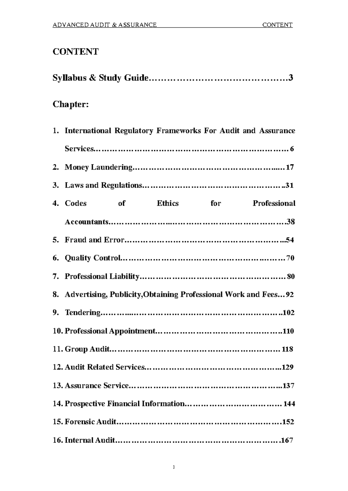 AAA - Lecture Notes on Advanced Audit & Assurance Topics - Studocu