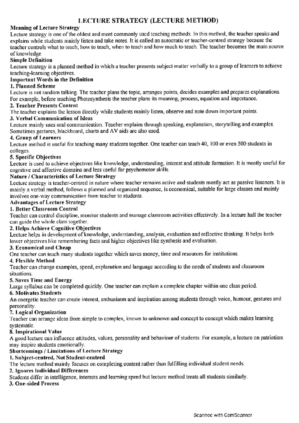 LECTURE STRATEGY (COMPLETE NOTES) - Understanding the Lecture Method ...