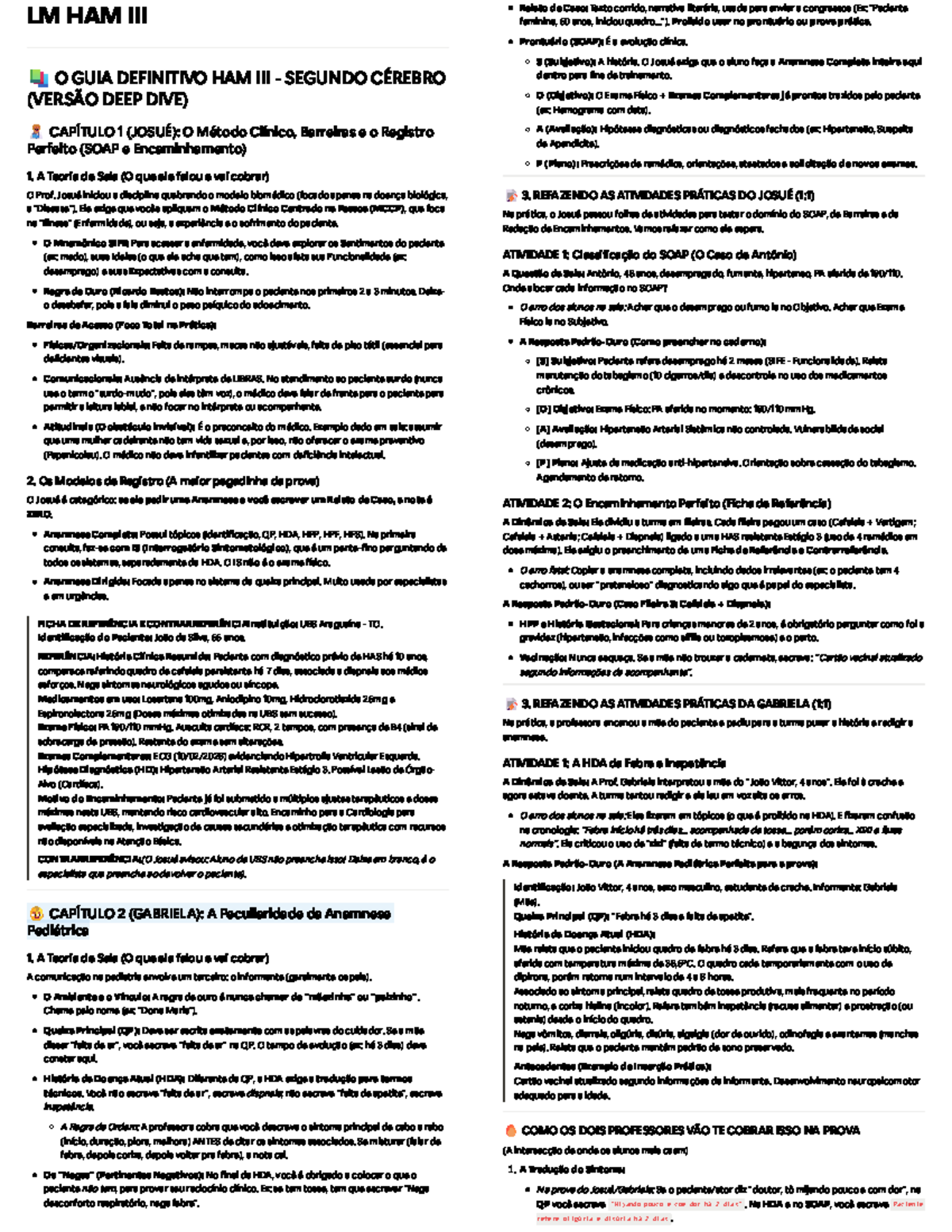 LM HAM III - Resumo Completo do Método Clínico e Anamnese - Studocu