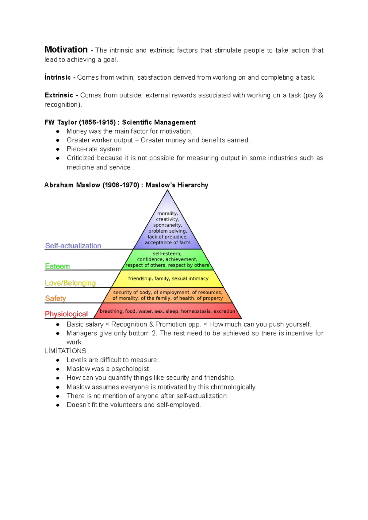 2,4 Motivation Theories and Applications in the Workplace - Studocu