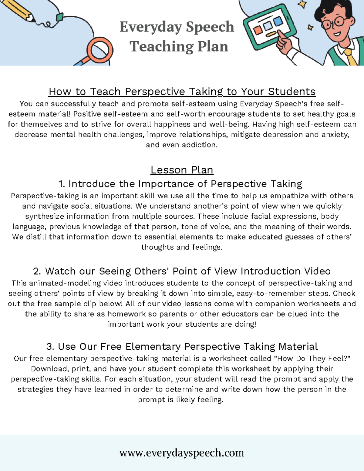Elementary Perspective Taking Lesson Plan and Resources for Students ...