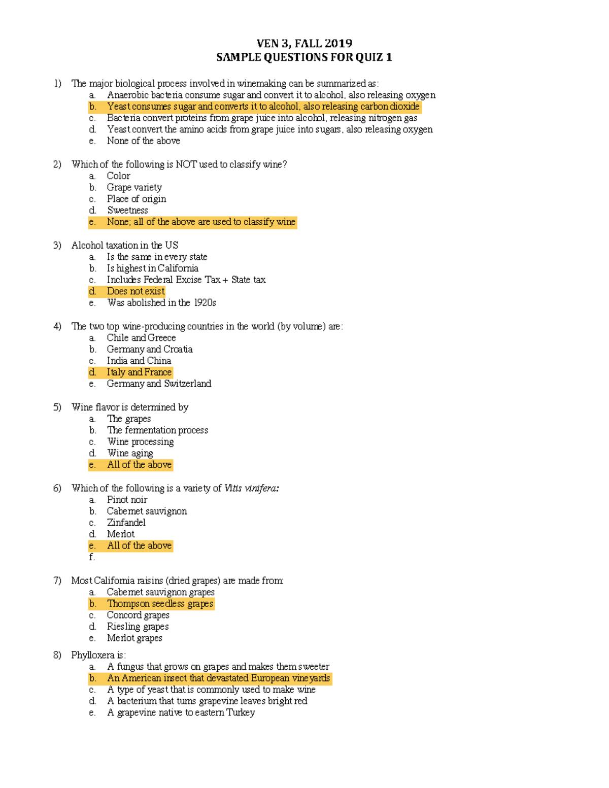 VEN 3, FALL 2019 QUIZ 1 REVIEW SAMPLE QUESTIONS - Studocu
