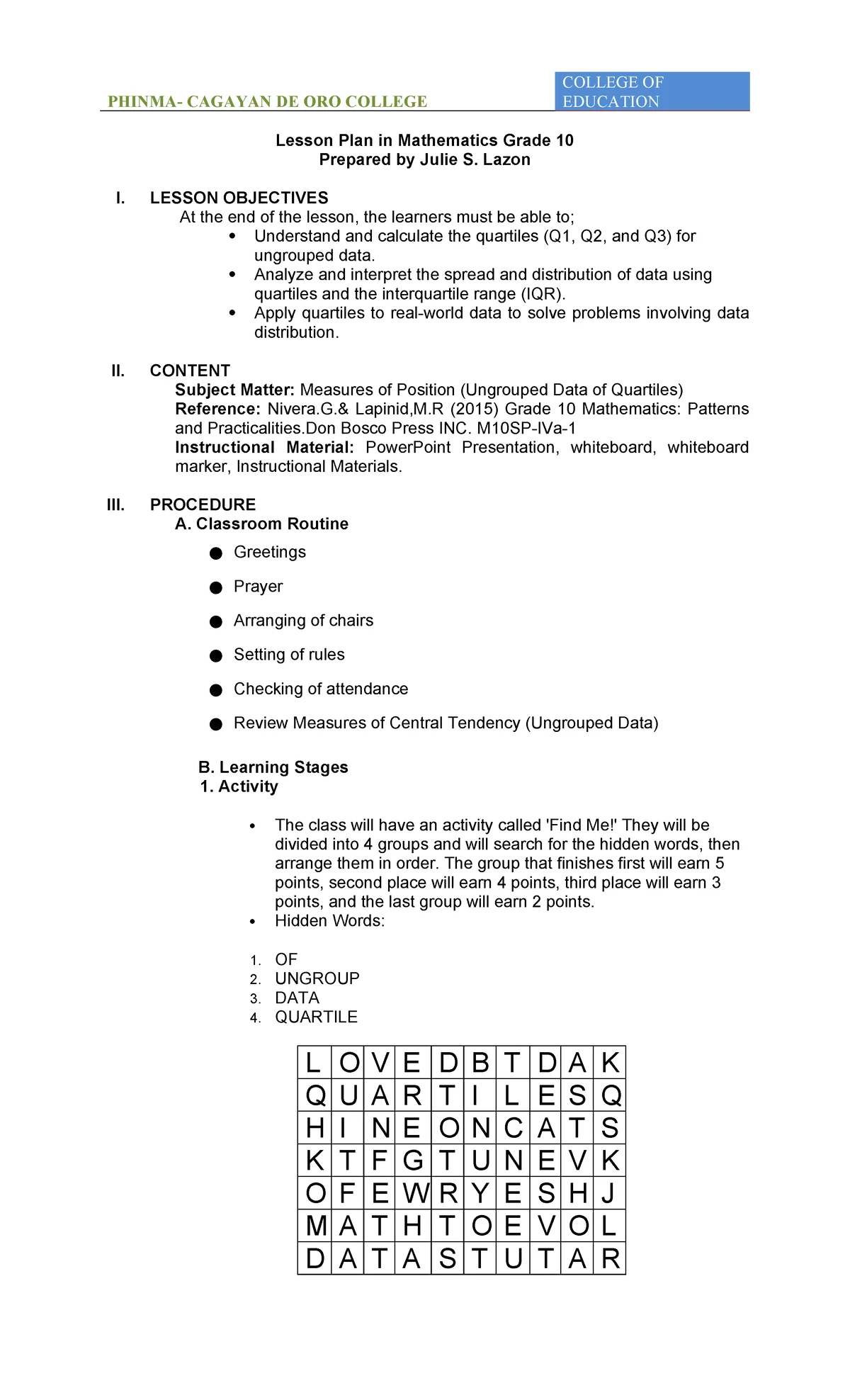 Detailed-Lesson-Plan-One-to-One-Function-and-Inverse-Function CO-1 ...