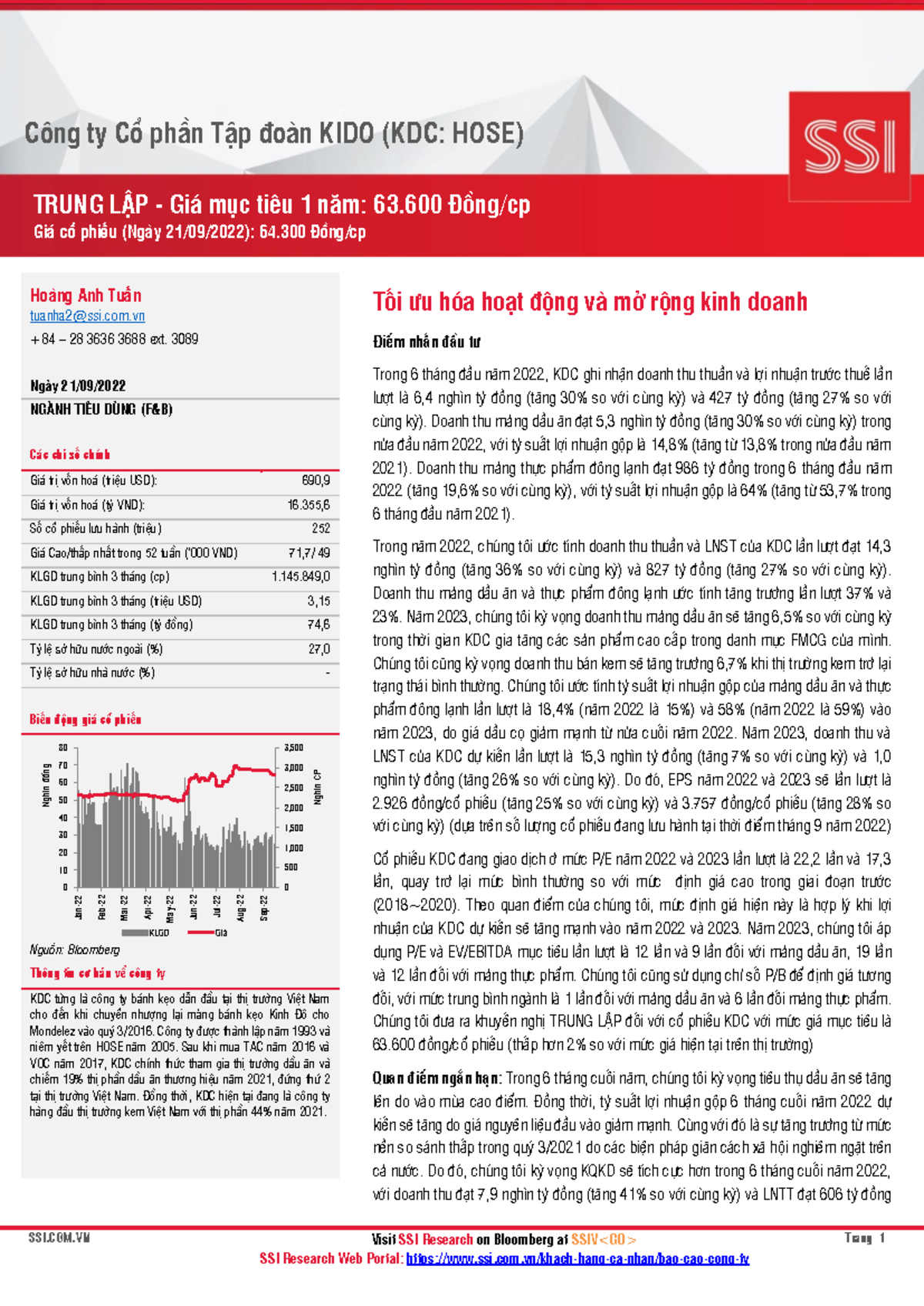 KDC 20220921 full - tài liệu - SSI.COM Visit SSI Research on Bloomberg ...