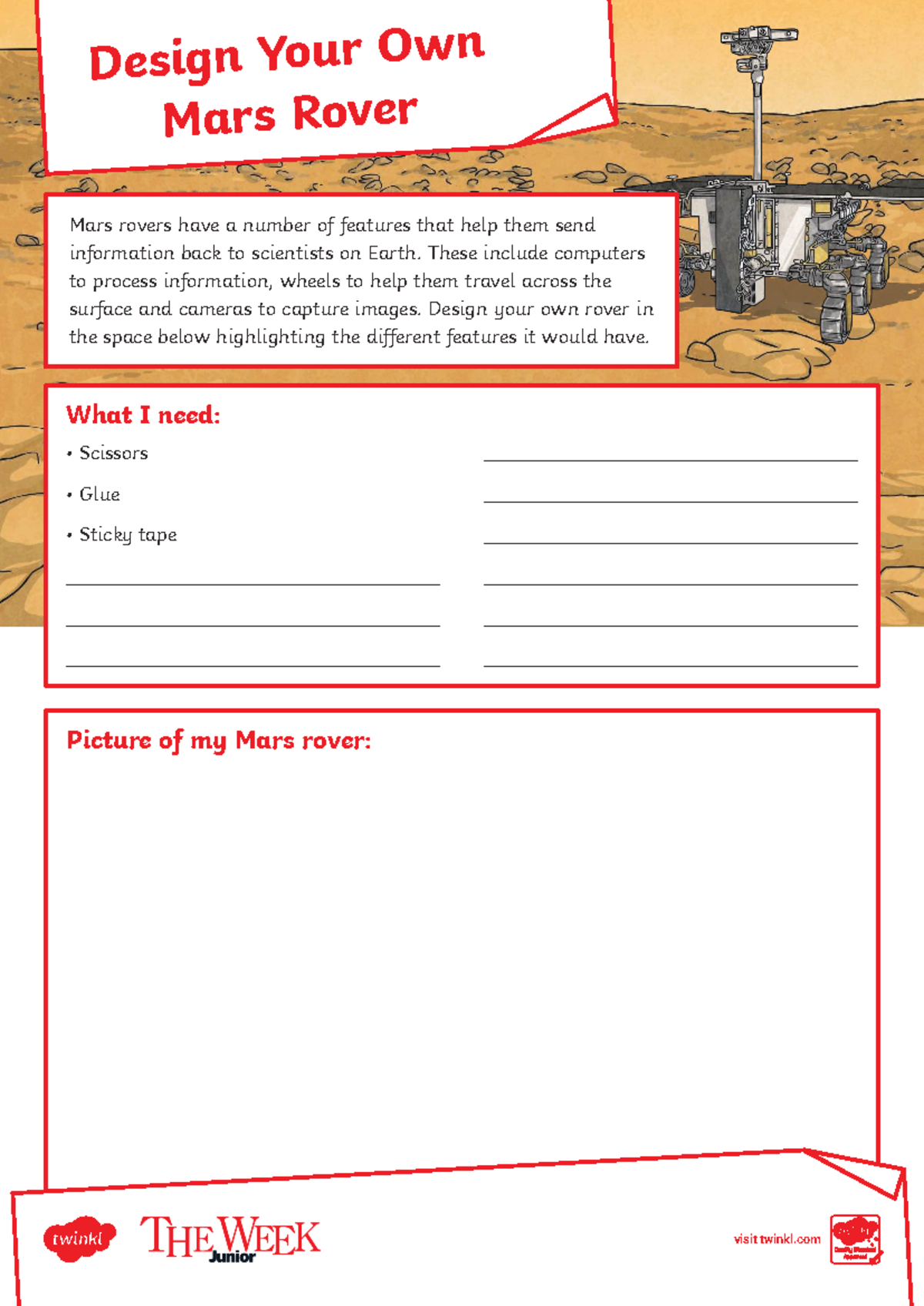 Design Your Own Mars Rover Worksheet - Ethics in Cooperation - Design ...