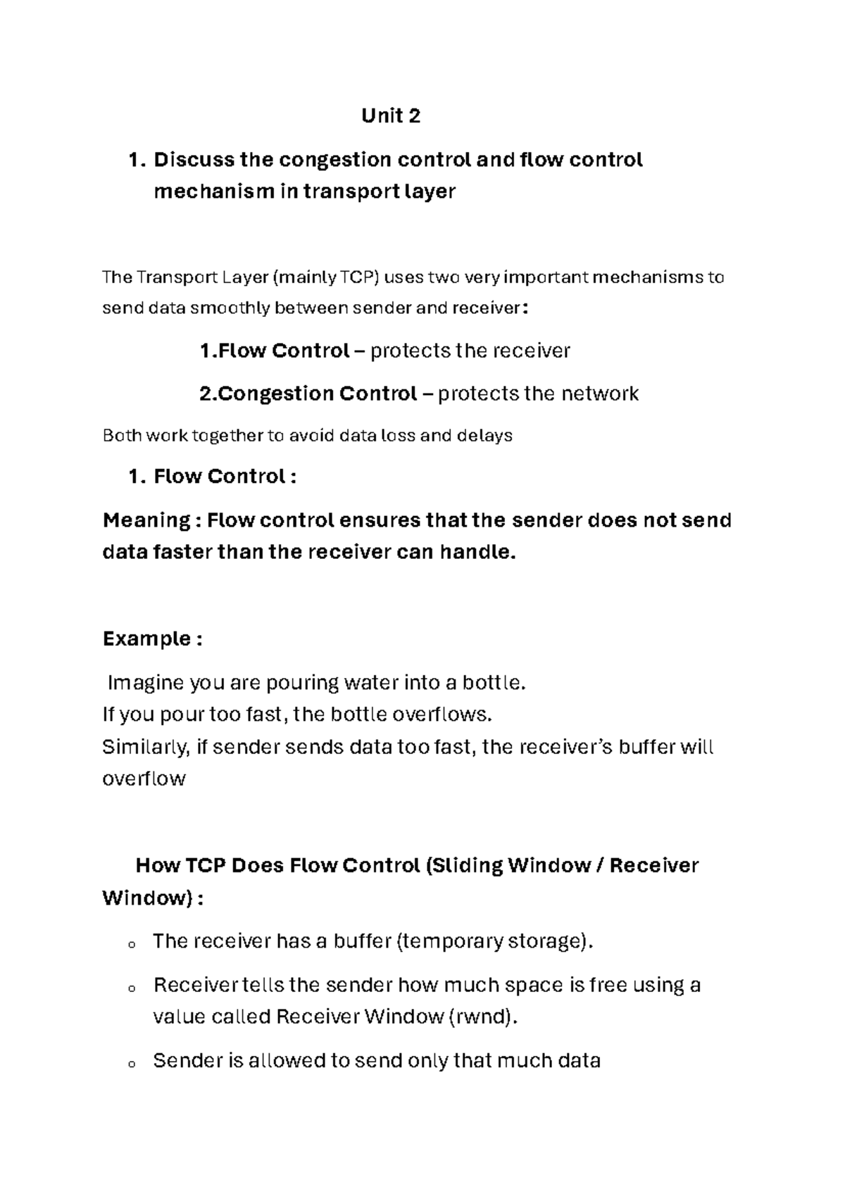 Unit 2 - TCP Flow Control & Congestion Control Mechanisms Explained ...