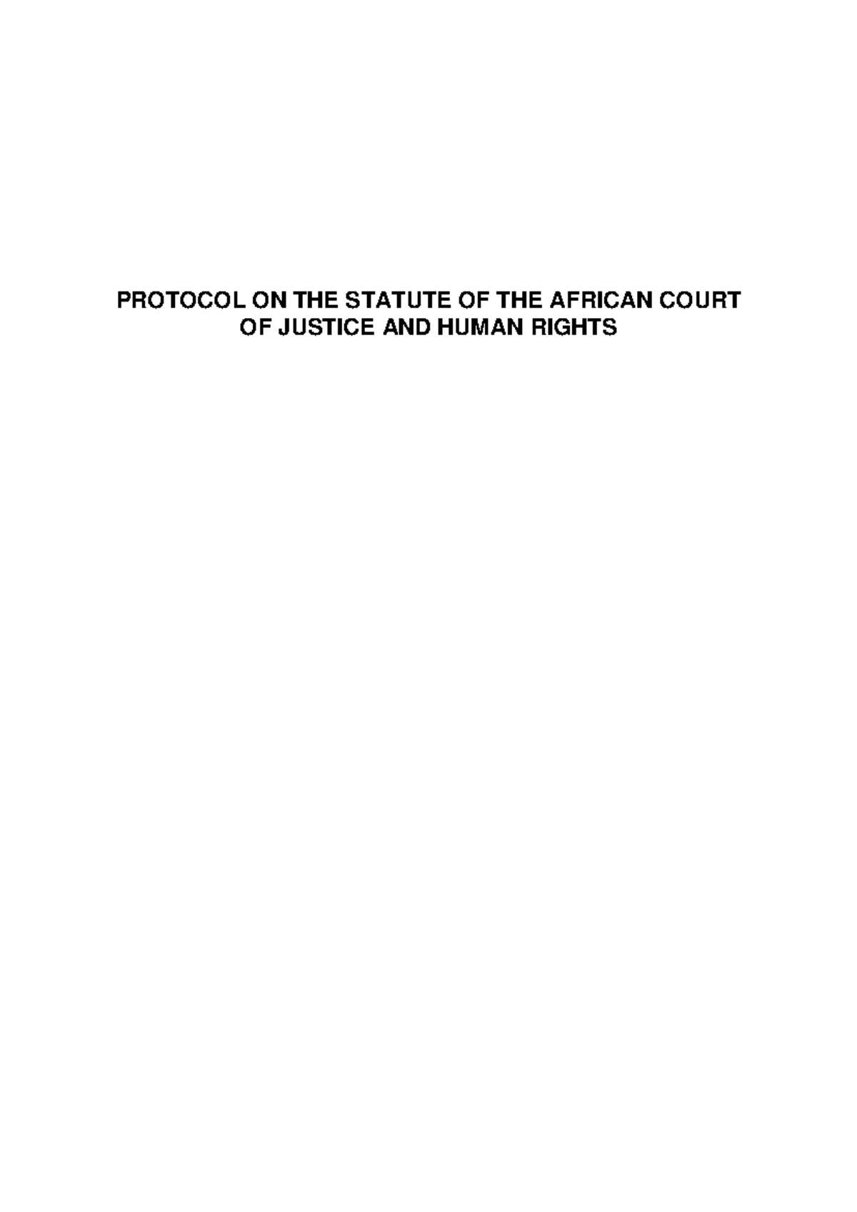 Protocol on the Statute of the African Court of Justice and Human ...