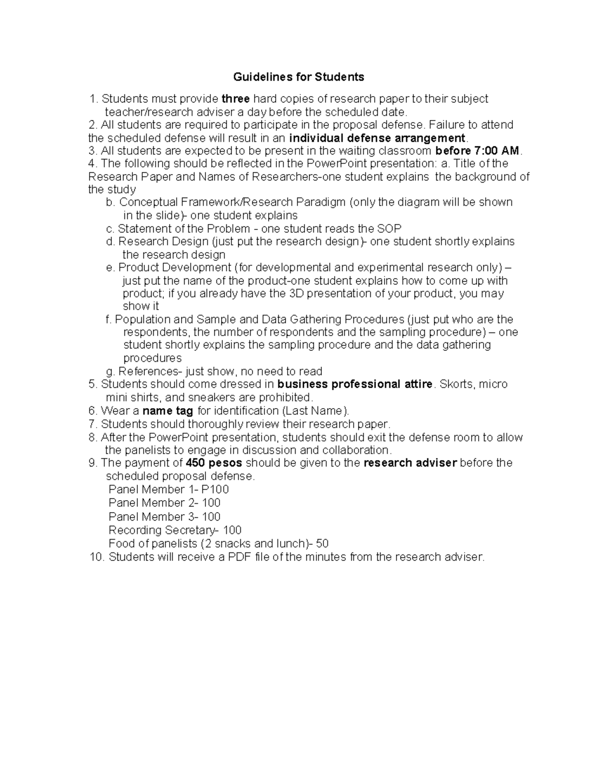 Guidelines for Students: Proposal Defense 0 SY 2024-2025 - Studocu