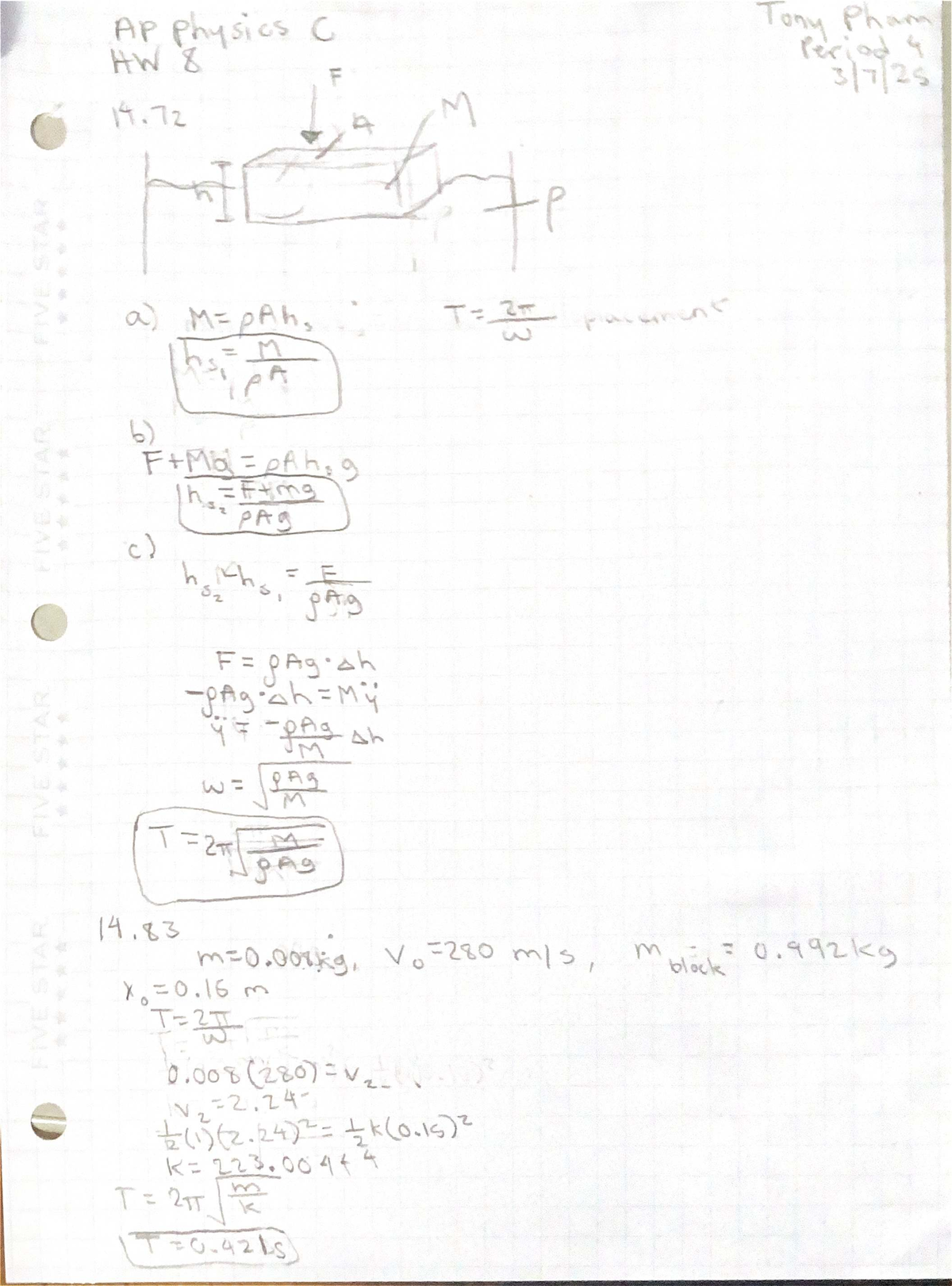 AP Physics C - Homework 8 Solutions and Learning Laws - Studocu