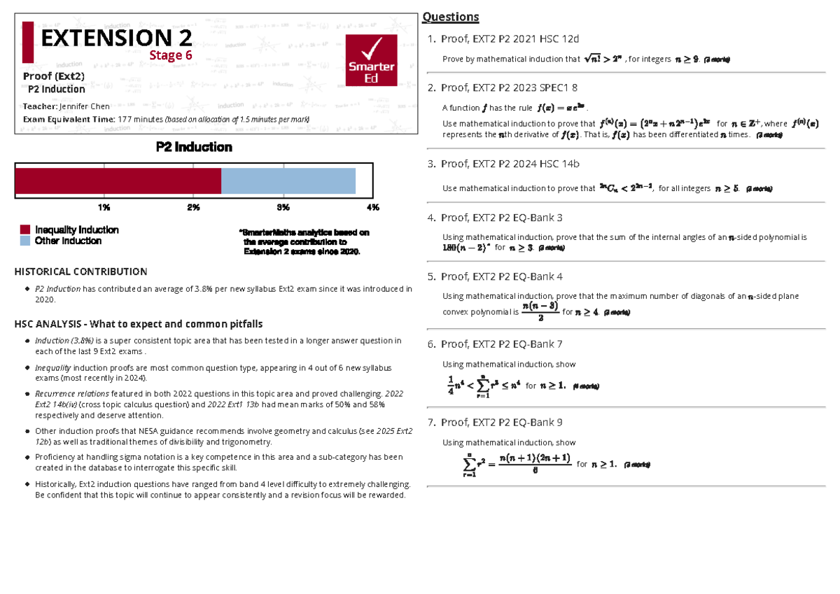 P2 Induction Proof: Comprehensive Guide for EXT2 Exam - Studocu