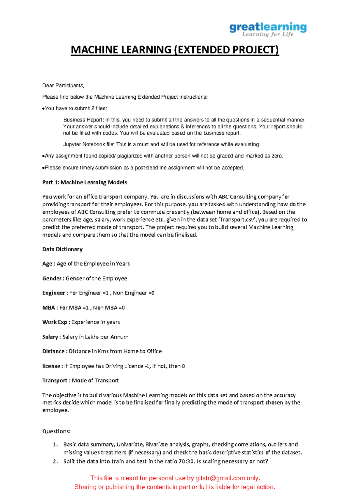 Ext-Machine Learning (ML) Extended Project Instructions - Studocu