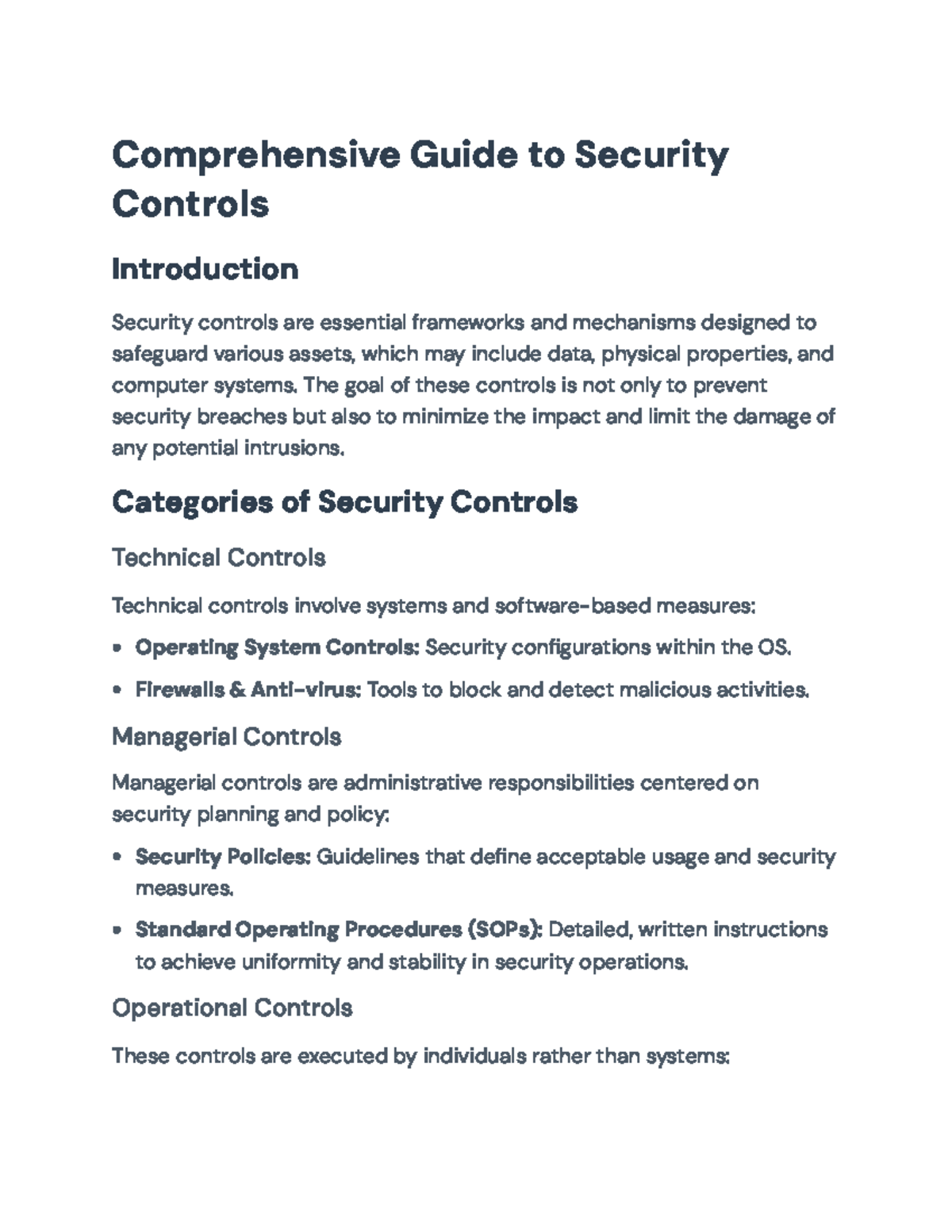 Comprehensive Guide to Security Controls: Types and Management ...