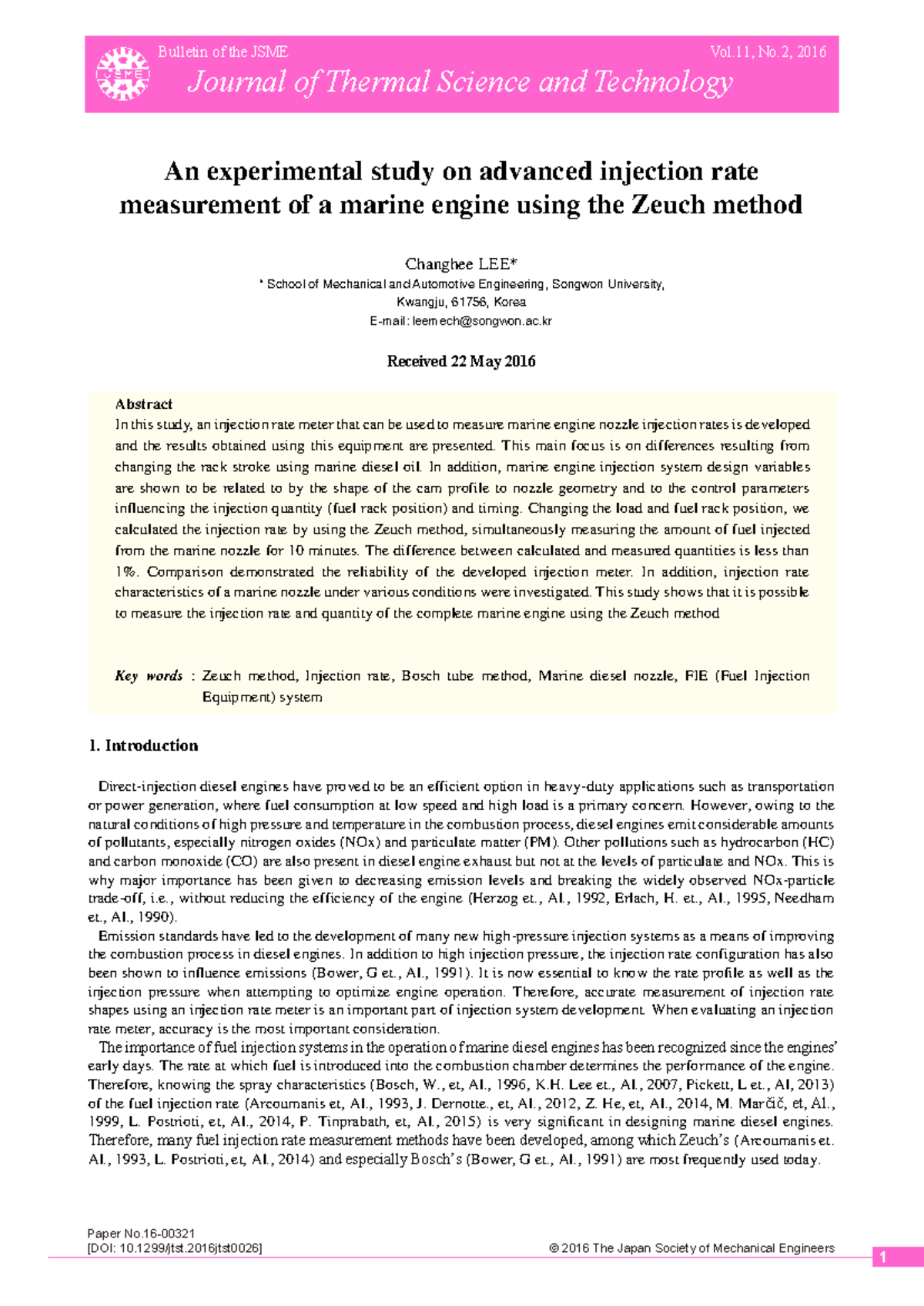Experimental Study on Marine Engine Injection Rate Using Zeuch Method ...