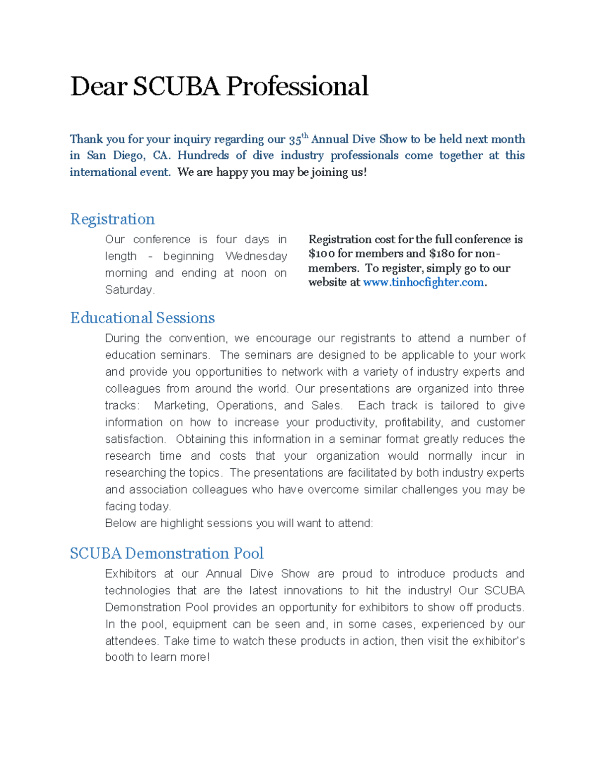 Project 2 - Hdb: 35th Annual Dive Show Overview and Registration ...