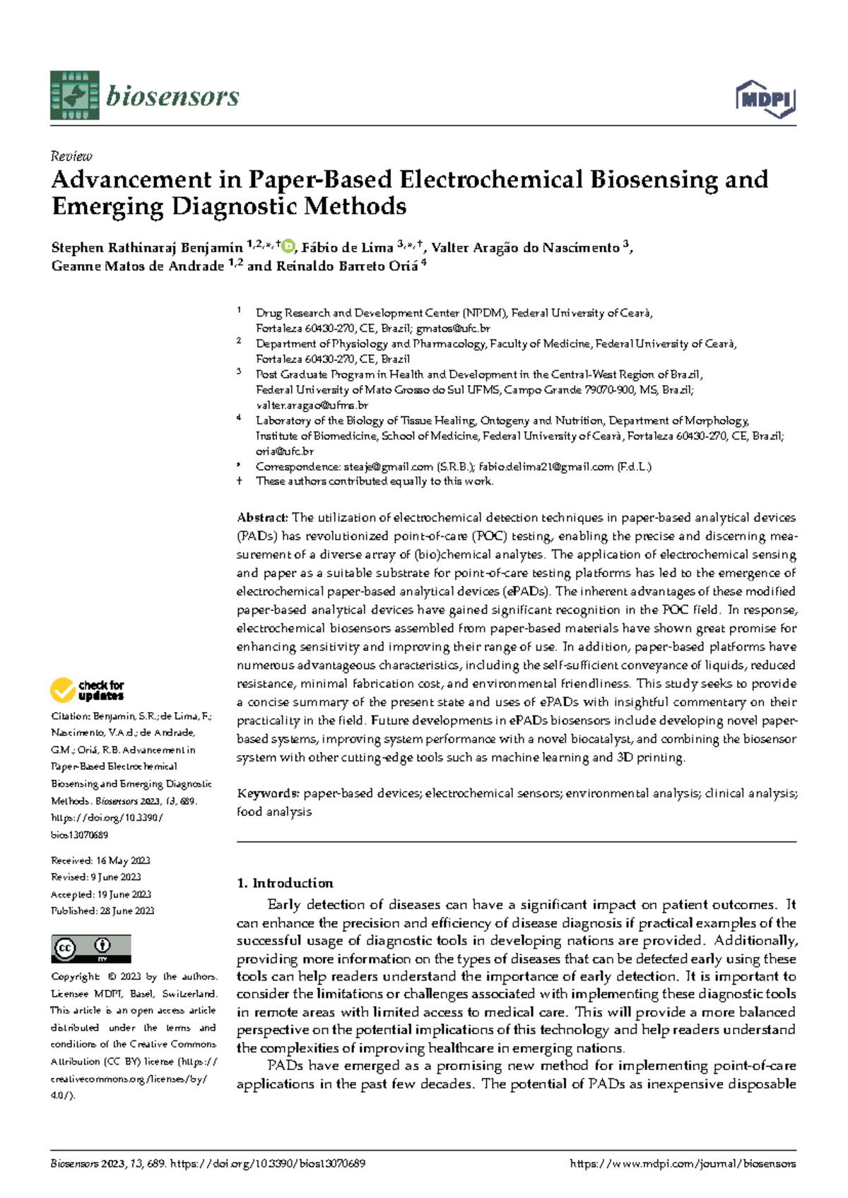 Biosensors 2023: Advances in Electrochemical Biosensing Techniques ...