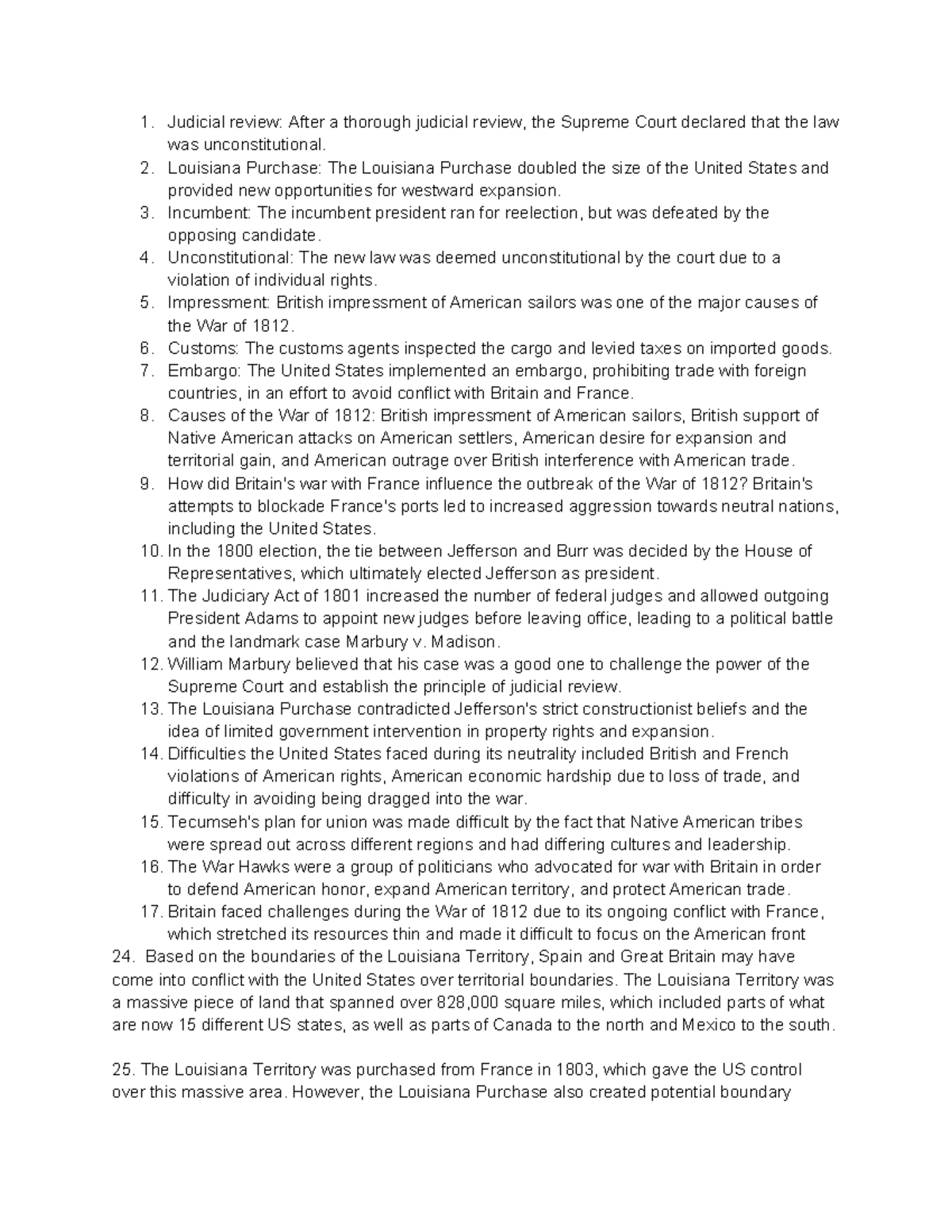 Chapter 9 Review - us history notes - Judicial review: After a thorough ...