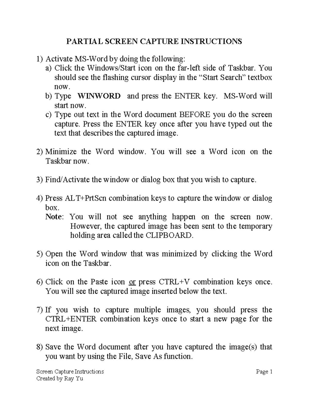 W1 Partial Screen Capture Instructions - PARTIAL SCREEN CAPTURE ...