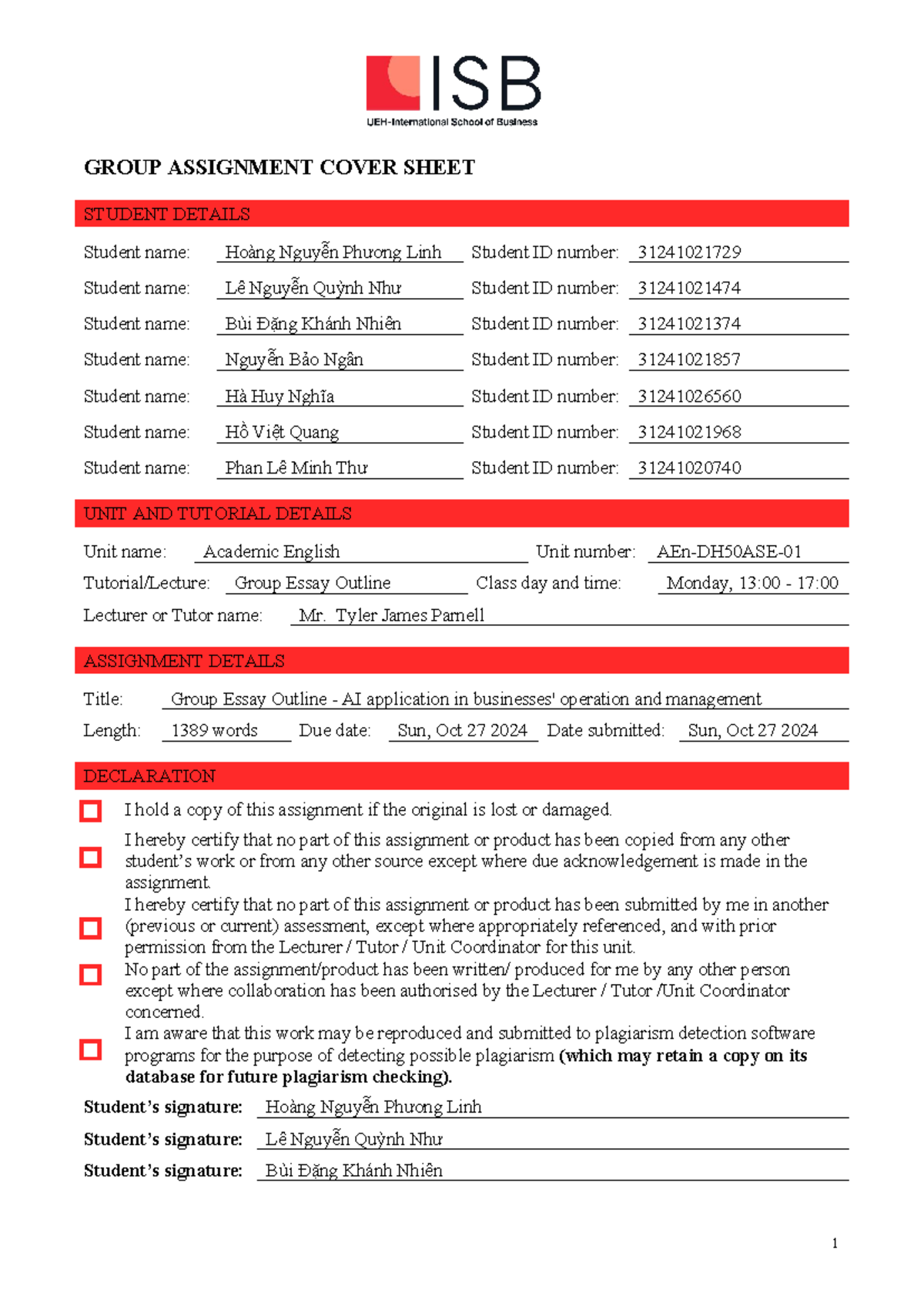 AEn01 Group 4 Group Essay Outlinepdf - GROUP ASSIGNMENT COVER SHEET ...
