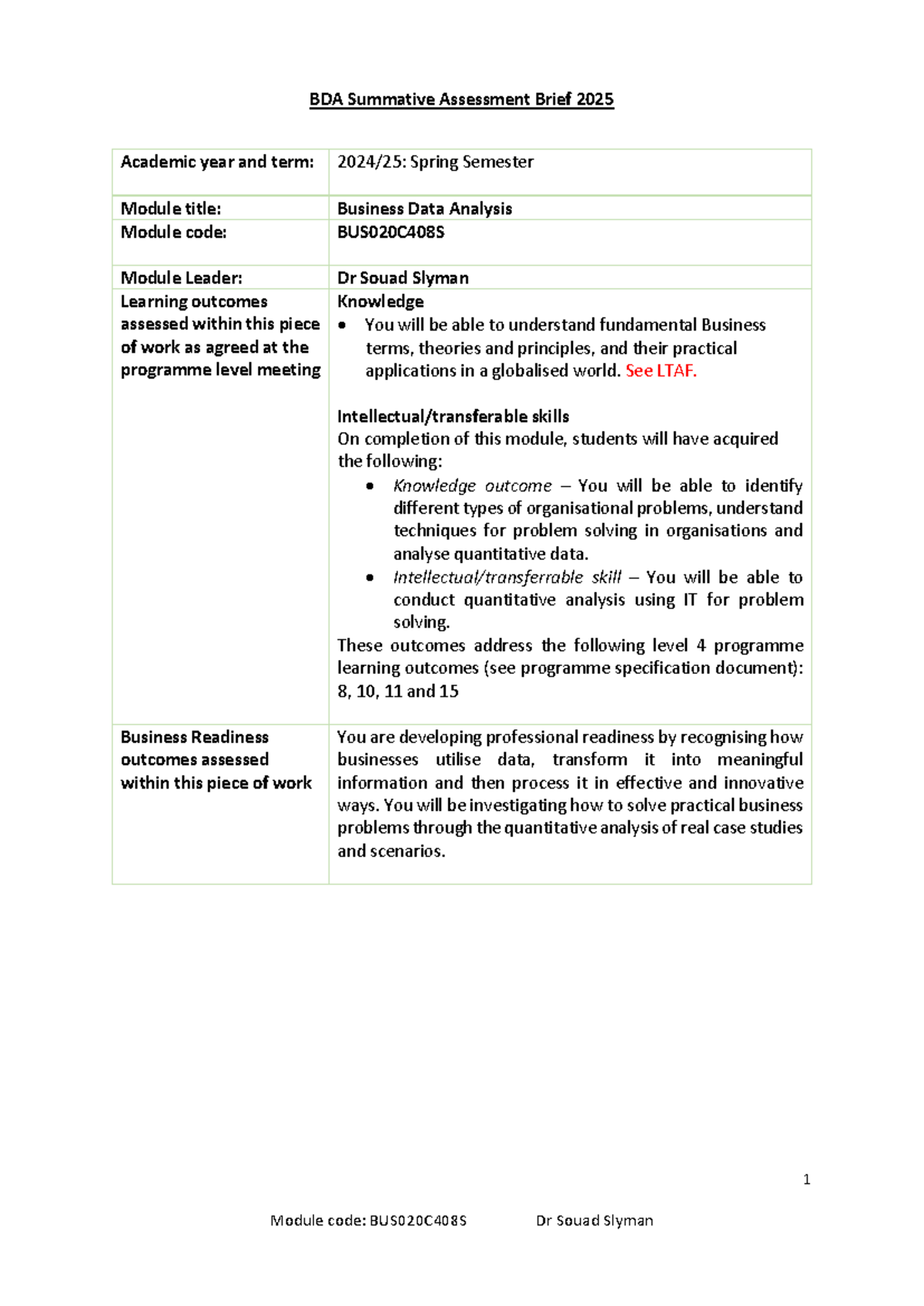 BDA Summative Assessment Brief 2025 with Questions - 1 BDA Summative ...