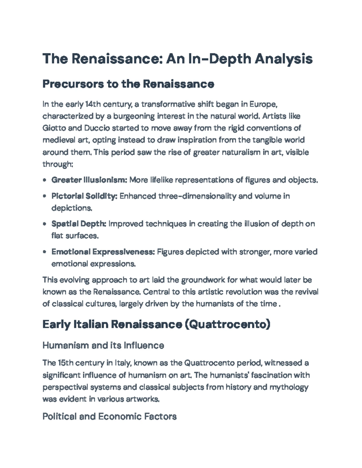 Renaissance Art Terms & Definitions: Study Guide for ART 101 - Studocu