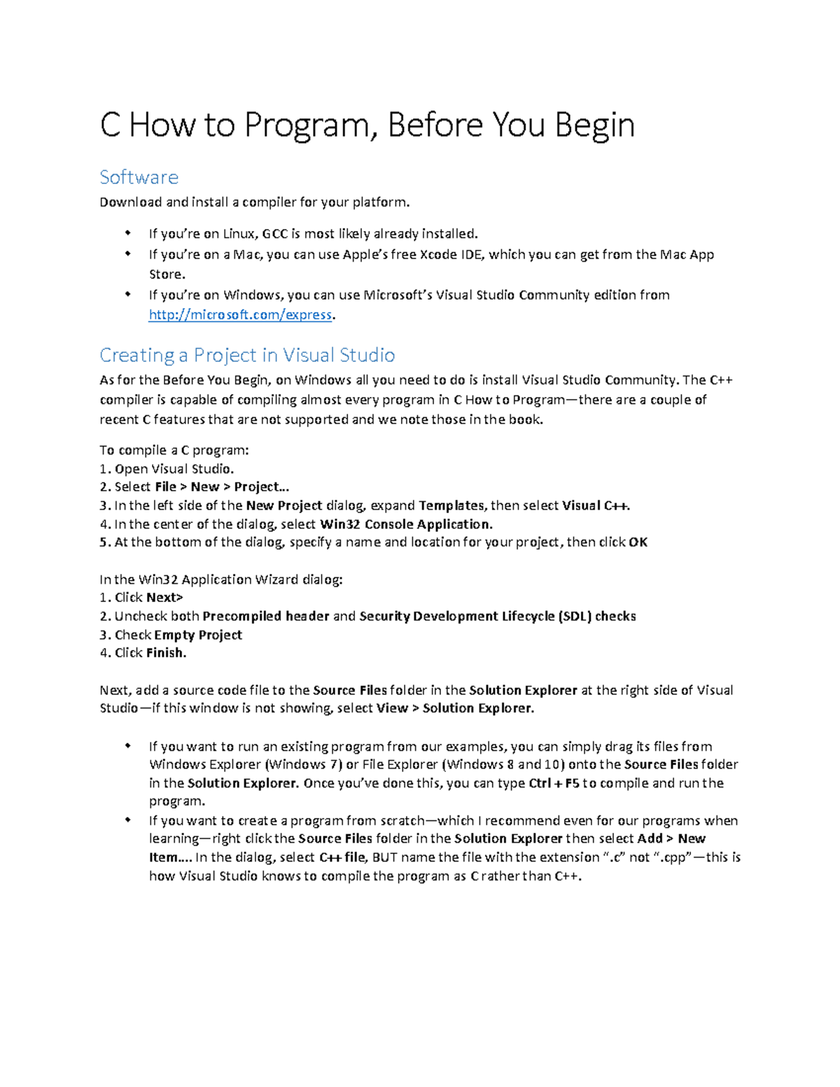 C How to Program 8e: Getting Started with Compilers and Projects - Studocu