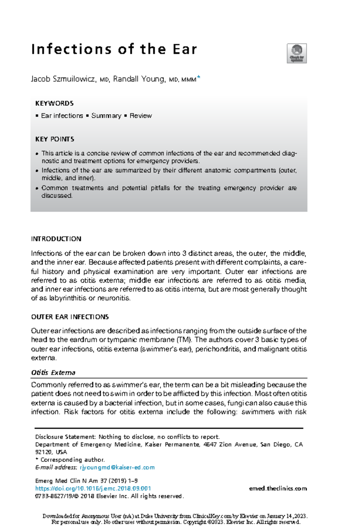 Infections of the Ear: Detailed Review for EM (Emergency Medicine ...