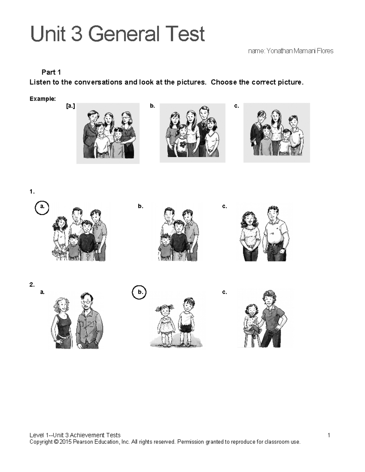 Top Notch 1 Unit 3 Assessment Test with Listening & Speaking Activities ...
