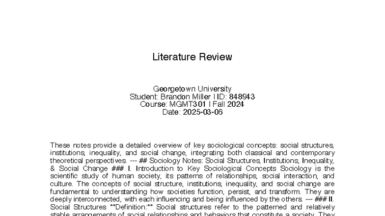 Notes G5WYKT 2941 - Literature Review Georgetown University Student ...