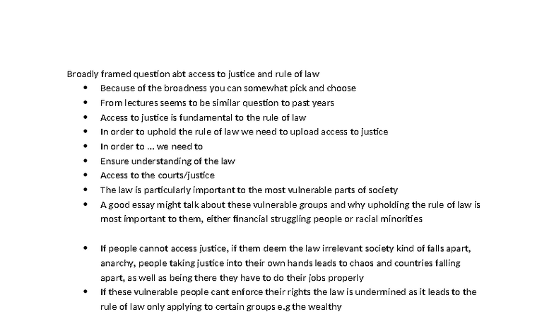 Access to Justice and the Rule of Law: Key Issues and Insights - Studocu