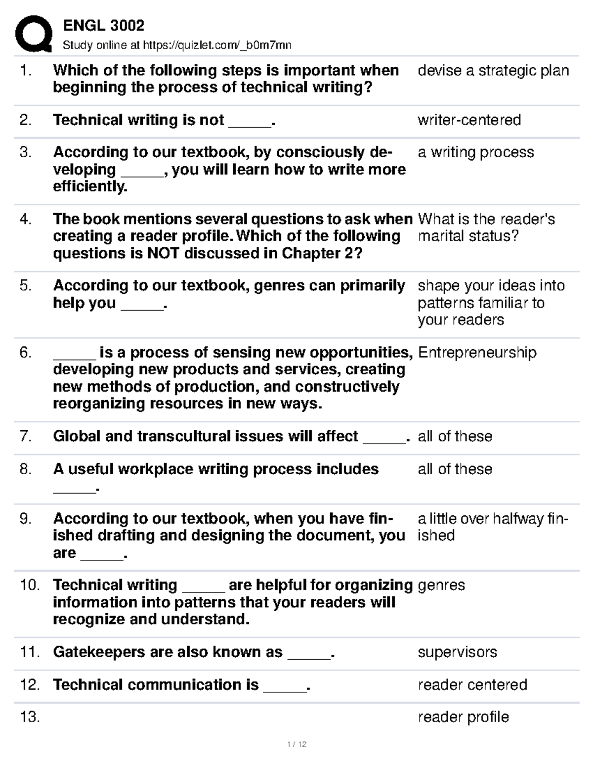 ENGL 3002 - Study Guide for Technical Writing Concepts - Studocu