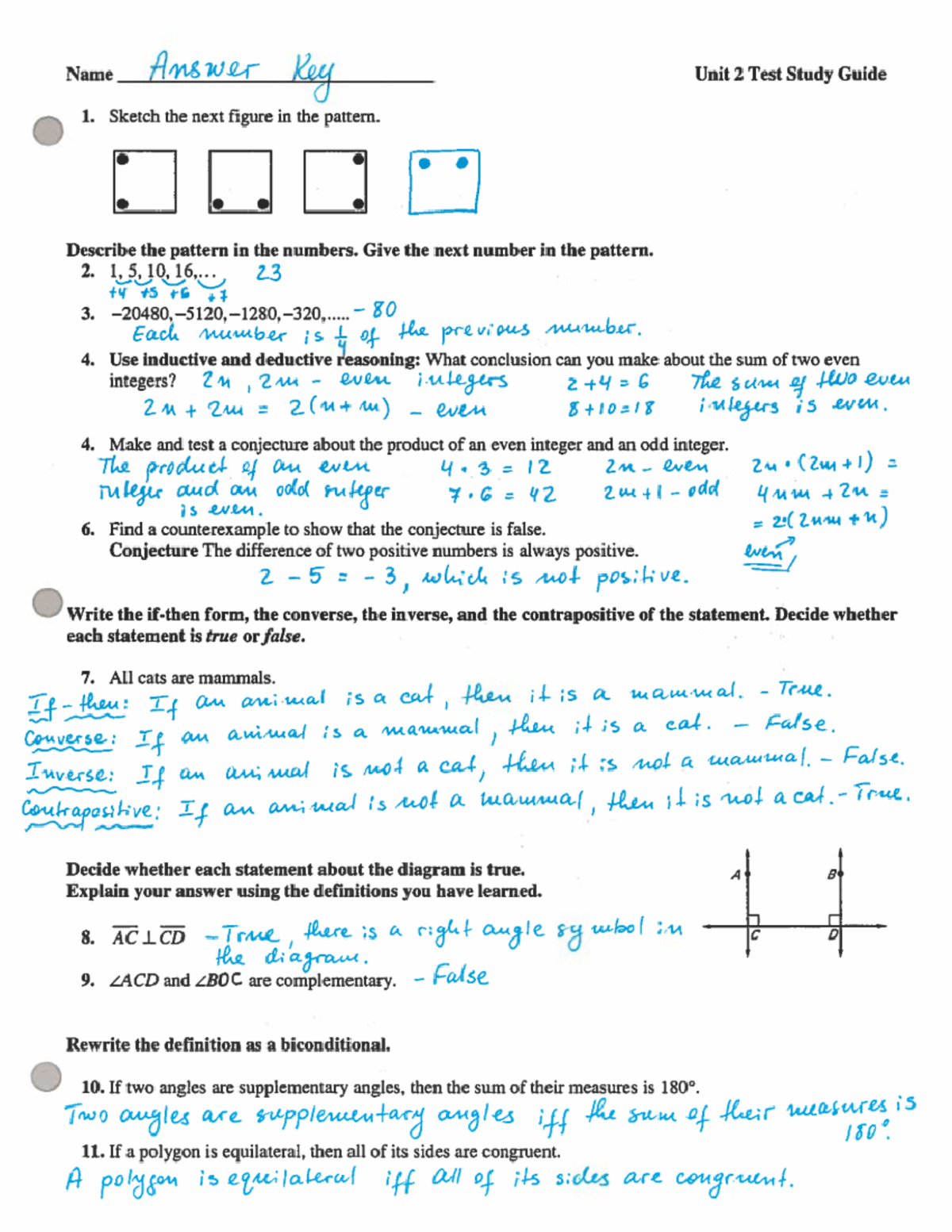 KEY Units 1 & 2 Test Study Guide - Essentials of Geometry & Logic - Studocu