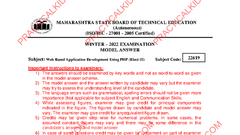 WBP Winter 2022 - Model answer paper - (Autonomous) (ISO/IEC - 27001 ...