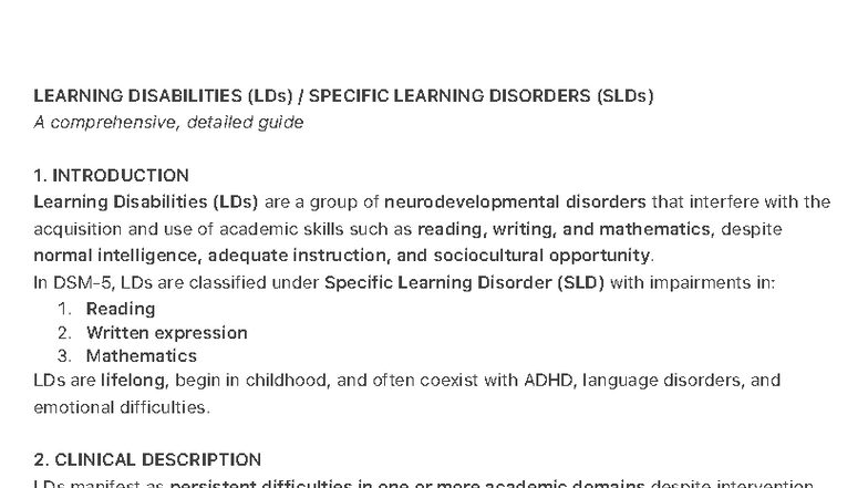Learning Disabilities (LDs) & Specific Learning Disorders (SLDs): A ...