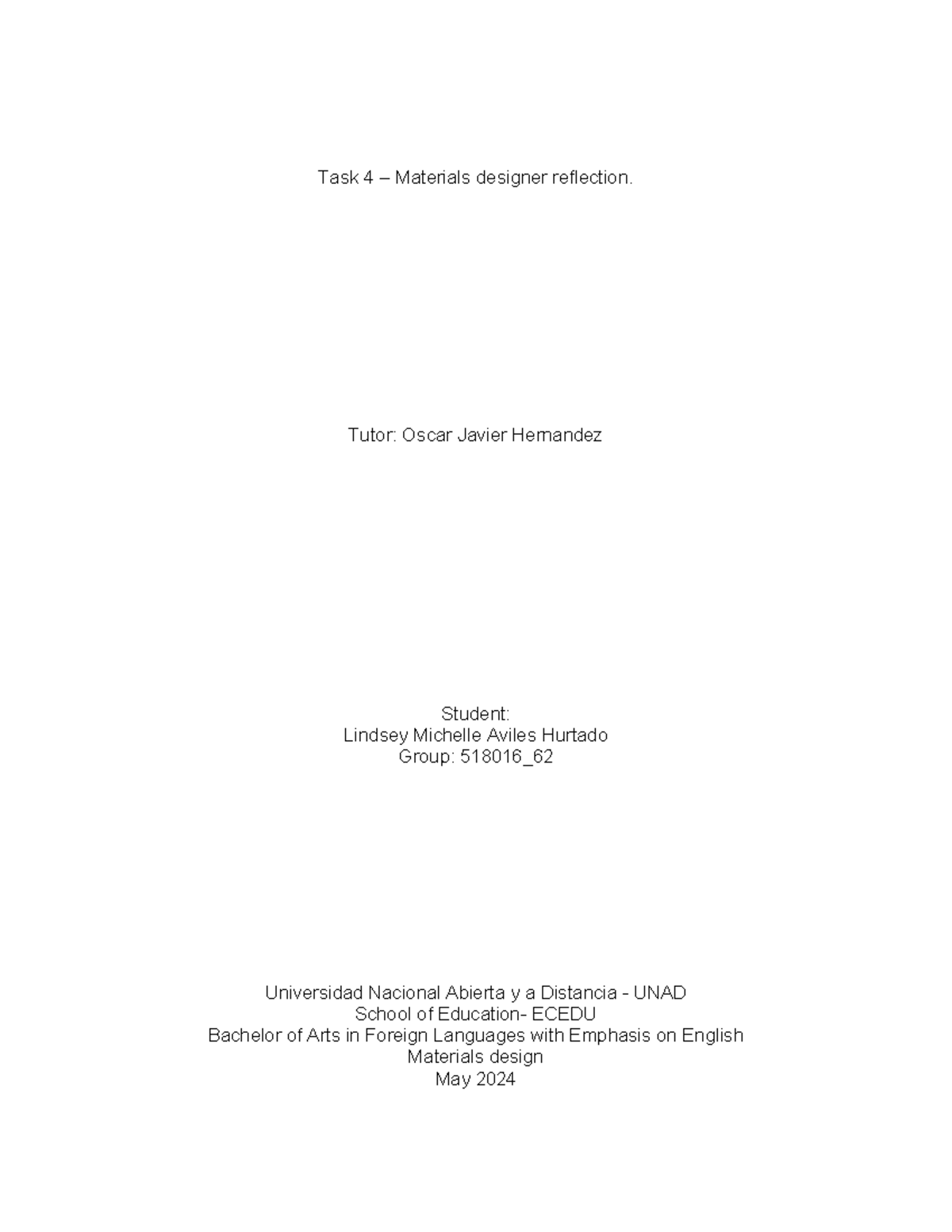 Task 4 – Reflection on Materials Design for Language Teaching - Studocu