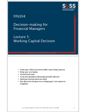 FIN304 Lecture 4 (updated with answers) - FIN Decision-making for ...