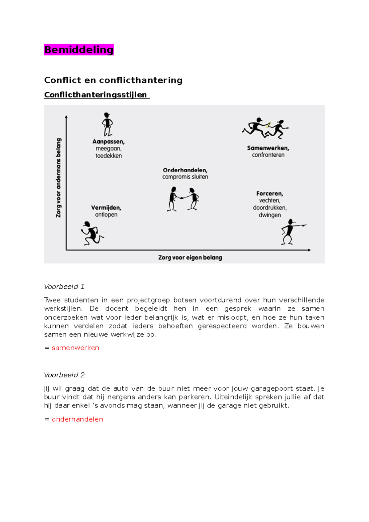 Bemiddeling en Conflicthantering: Voorbeelden van Stijlen en ...